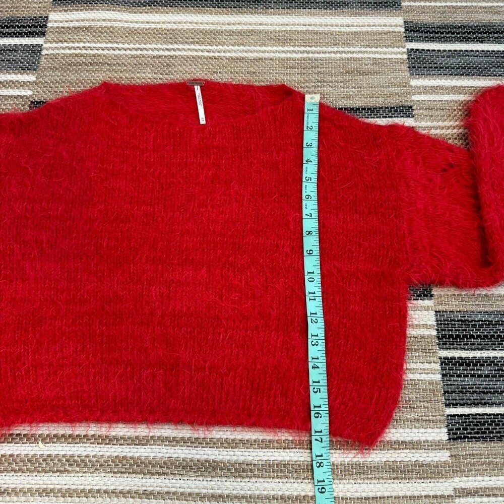 Free People Flurry Jumper Sweater Cropped‎ Slouchy Relaxed Long Sleeve Red Sz XS - Picture 11 of 11